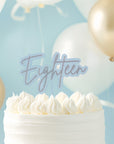 SILVER / LIGHT BLUE Layered Cake Topper - EIGHTEEN