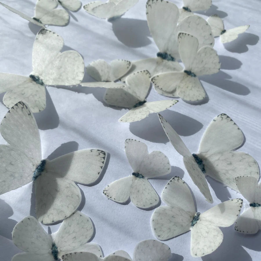 White Pre-cut Edible Wafer Butterflies