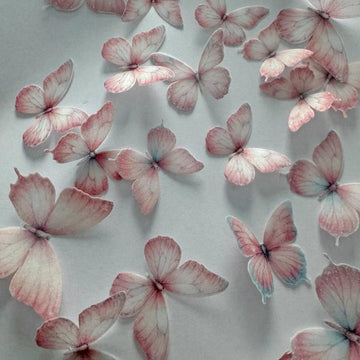 Pale Pink Pre-cut Edible Wafer Butterflies