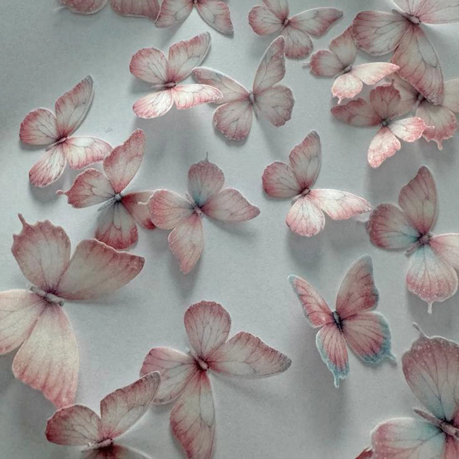 Pale Pink Pre-cut Edible Wafer Butterflies