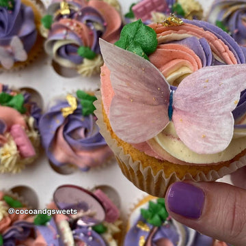 Multi-coloured Pre-cut Edible Wafer Butterflies