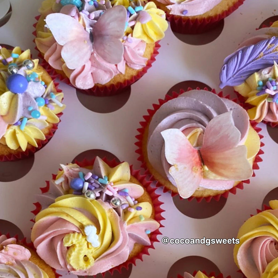 Multi-coloured Pre-cut Edible Wafer Butterflies