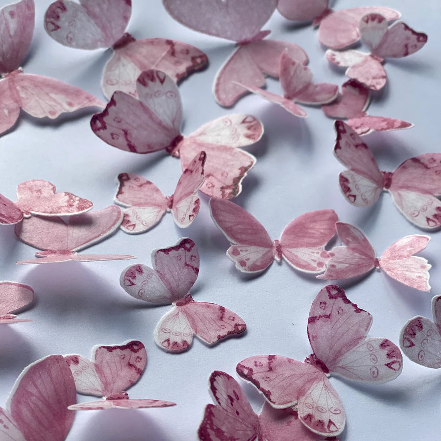 Dark Pink Pre-cut Edible Wafer Butterflies