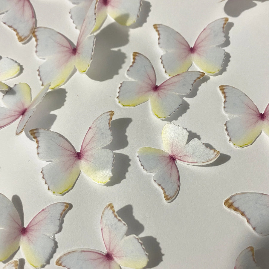 Pink & Yellow Pre-cut Edible Wafer Butterflies