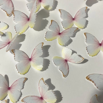 Pink & Yellow Pre-cut Edible Wafer Butterflies image 2