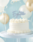 SILVER / LIGHT BLUE Layered Cake Topper - EIGHTEEN