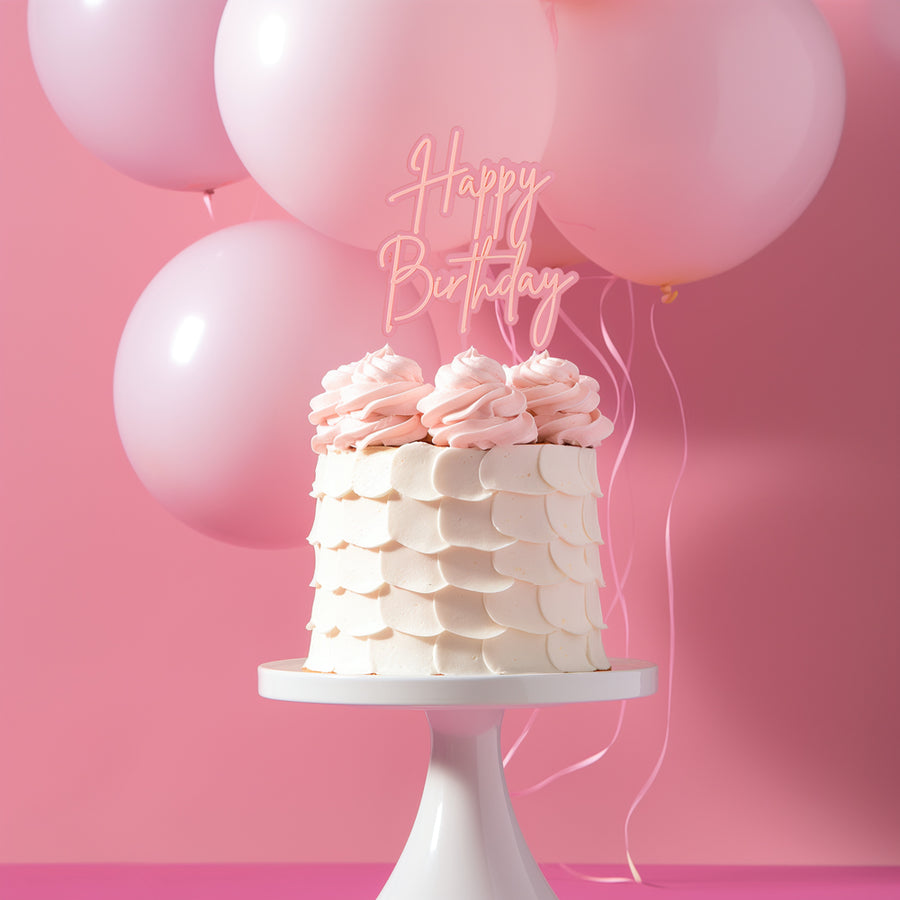 PINK OPAQUE / PINK Layered Cake Topper - HAPPY BIRTHDAY